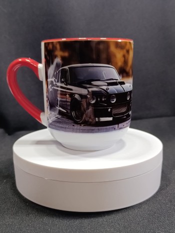 Kırmızı Kulp Araba Temalı Kupa Bardak