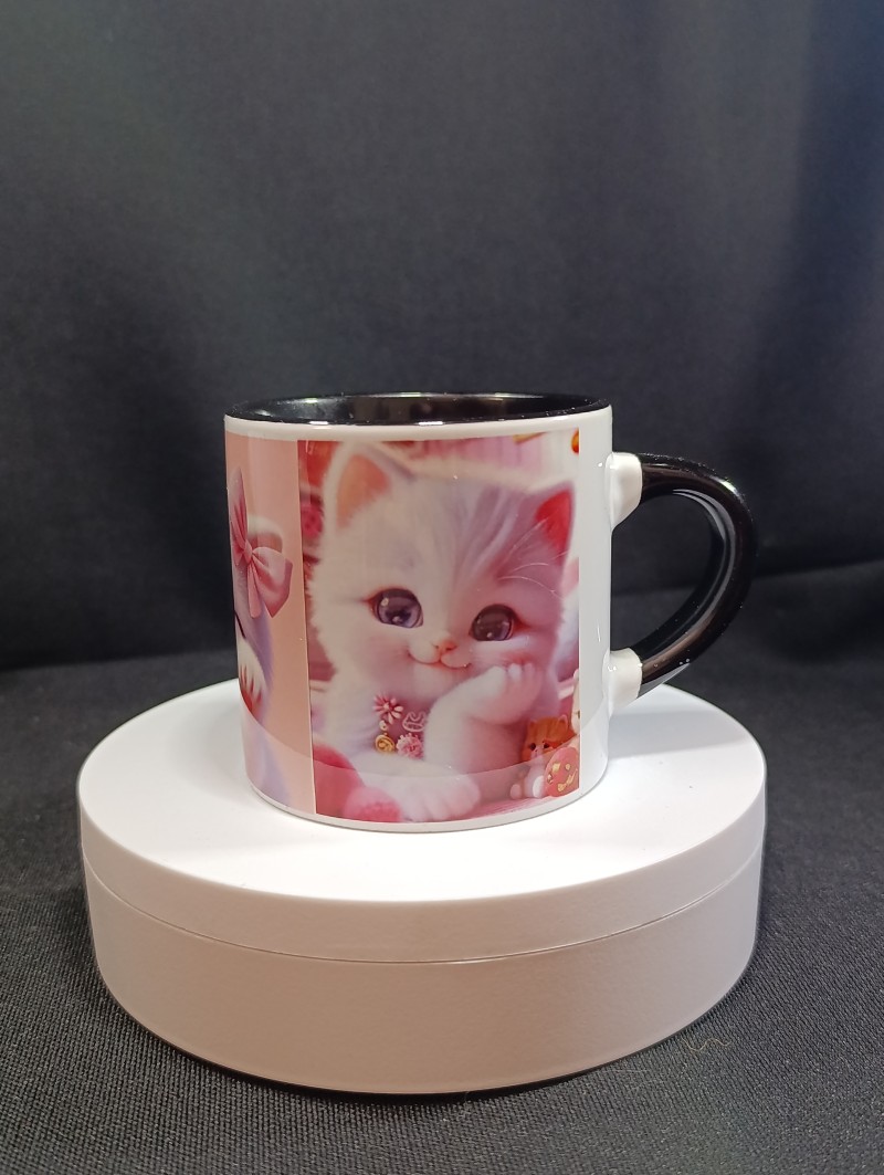 Sevimli Kedi Temalı Siyah Kupa Bardak Sevimli Kedi Temalı Siyah Kupa Bardak