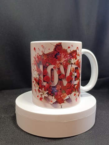 Love Temalı Porselen Beyaz Kupa Bardak