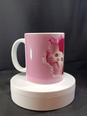 Çift Kedi Temalı Porselen Kupa Bardak