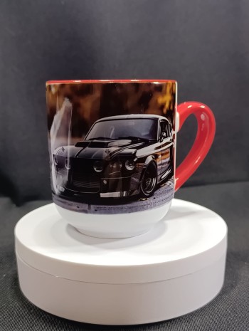 Kırmızı Kulp Araba Temalı Kupa Bardak
