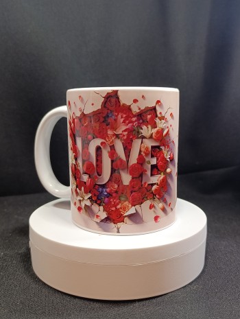 Love Temalı Porselen Beyaz Kupa Bardak